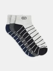 Ajile by Pantaloons Men Pack Of 3 Striped Cotton Ankle-Length Socks