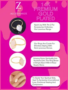 Accessorize London 14K Gold-Plated Z Rose Quartz Nugget Ring Pink