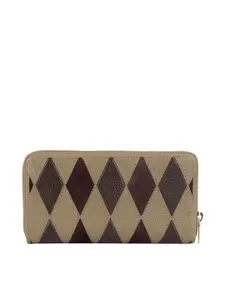 Da Milano Women Geometric Textured Leather Two Fold Wallet