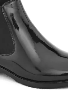 DressBerry Women Black Heeled Mid-Top Chelsea Boots