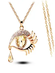 UNIVERSITY TRENDZ Gold Plated Stone Studded Evil Eye Pendant With Chain