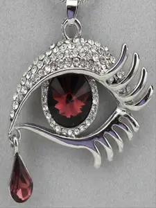 UNIVERSITY TRENDZ Silver Plated Stone Studded Evil Eye Pendant With Chain