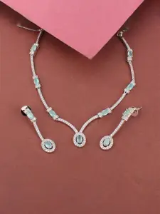 Mirana Rhodium-Plated Cubic Zirconia Necklace and Earrings