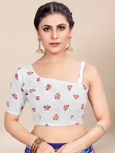 Saree mall Red & Blue Ethnic Motifs Printed Pure Cotton Ikat Sarees