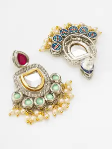 aadita Gold-Plated Kundan-Studded & Pearl Beaded Drop Earrings