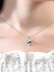 Krelin Rose Gold Plated Artificial Stones and Beads Studded Pendant With Chain