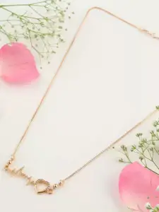 VAGHBHATT Set Of 2 Gold-Plated Studded Heartbeat & Butterfly Pendant With Chain