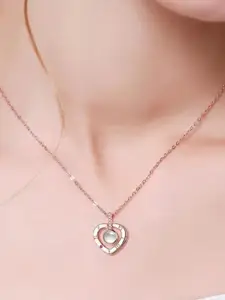 FIMBUL Rose Gold Plated Heart Pendant With Chain