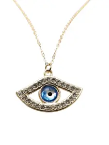 FIMBUL Gold-Plated Artificial Stones-Studded Pendants With Chain