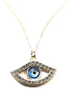 Krelin Gold-Plated Artificial Stones-Studded Evil Eye Pendants With Chain