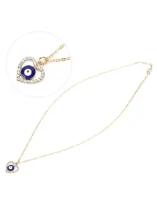 VAGHBHATT Gold-Plated Stone-Studded Evil Eye Pendant With Chain