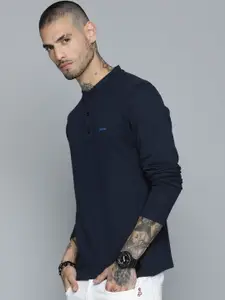 R.Code by The Roadster Life Co. Men Henley Neck Sweatshirt