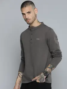R.Code by The Roadster Life Co. Men Henley Neck Sweatshirt