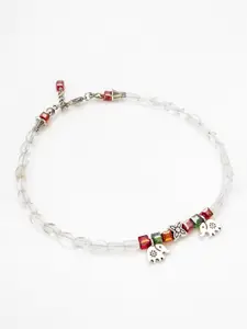 aadita Elephant Beaded Oxidised Anklets
