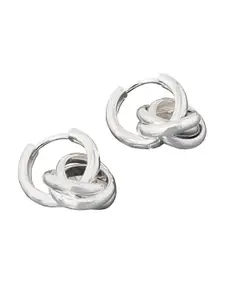 Accessorize London Women 925 Sterling Silver Plated Twisted Charm Hoops