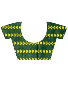 Saree mall White Green Ethnic Motifs Printed Poly Cotton Sarees