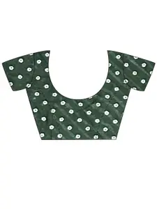 Saree mall Green White Leheriya Printed Poly Cotton Sarees