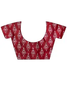 Saree mall Navy Blue & Red Ethnic Printed Pure Cotton Bagh Sarees