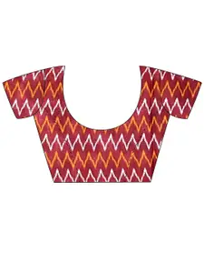 Saree mall Ethnic Motifs Printed Poly Cotton Ikat Saree