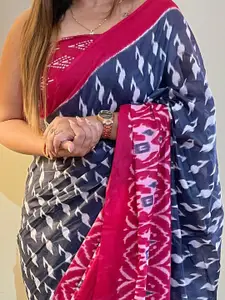 Saree mall Ethnic Motifs Printed Poly Cotton Bagh Sarees