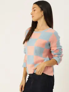 Madame Checked Drop-Shoulder Sleeves Pullover