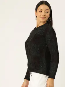 Madame Fuzzy Detail Checked Pullover