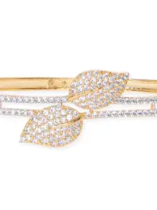 Rubans Cubic Zirconia Gold-Plated Bangle-Style Bracelet