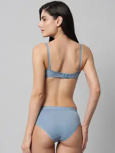 AROUSY Pack Of 2 Cotton Cotton Mid-Rise Briefs & Lightly Padded Bra