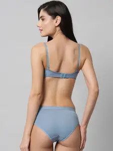 AROUSY Pack Of 2 Cotton Mid-Rise Briefs & Lightly Padded Bra