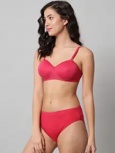 AROUSY Cotton Mid-Rise Briefs & Lightly Padded Bra