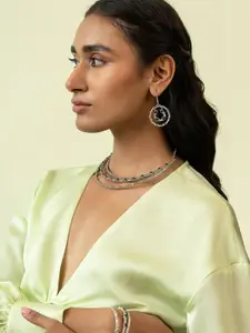 SHAYA Sterling Silver Stone Studded Drop Earrings