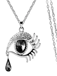 UNIVERSITY TRENDZ Silver-Plated Stone-Studded Pendant With Chain