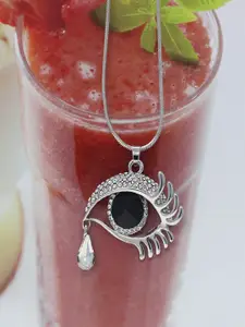 UNIVERSITY TRENDZ Silver-Plated Stone Studded Pendant With Chain