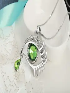 UNIVERSITY TRENDZ Silver-Plated Crystal Studded Pendant With Chain