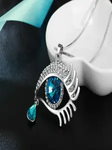 UNIVERSITY TRENDZ Silver-Plated Crystal Studded Pendant With Chain