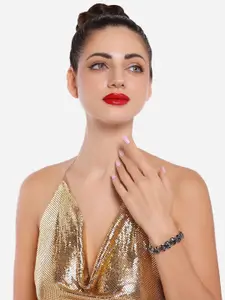 Zaveri Pearls Silver-Plated Artificial Stones-Studded Link Bracelet