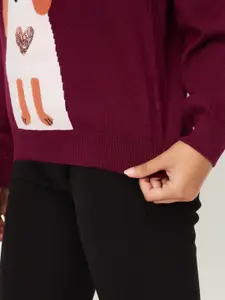 max Girls Graphic Printed Pure Cotton Pullover Sweater