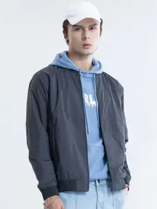 Snitch Grey Stand Collar Bomber Jacket
