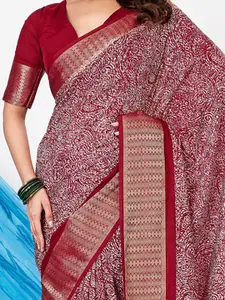 Saree mall Ethnic Motifs Printed Zari Sungudi Sarees