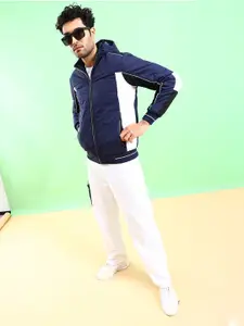 The Indian Garage Co Men Colourblocked Bomber Jacket with Hood