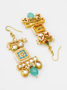 aadita Gold-Plated Kundan Studded Drop Earrings