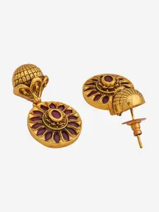 Kushal's Fashion Jewellery Gold-Plated Contemporary Antique Drop Earrings