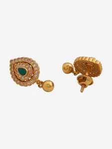 Kushal's Fashion Jewellery Embellished Bridal 92.5 Silver Gold-Plated Drop Earrings
