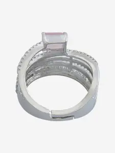 Kushal's Fashion Jewellery Rhodium Plated Finger Ring