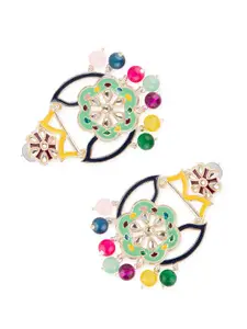 Priyaasi Gold-Plated Meenakari Contemporary Drop Earrings