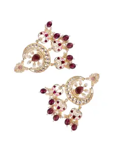 Priyaasi Gold Plated Floral Kundan Studded Chandbalis