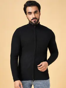 YU by Pantaloons Mock Collar Long Sleeve Zip Detail Acrylic Front-Open Sweaters