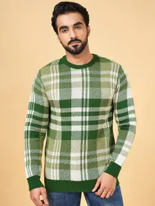 YU by Pantaloons Checked Round Neck Acrylic Pullover Sweater