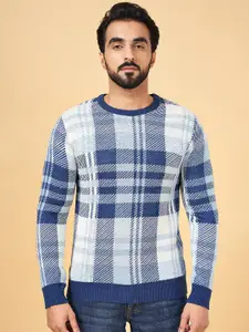 YU by Pantaloons Checked Round Neck Acrylic Pullover Sweater
