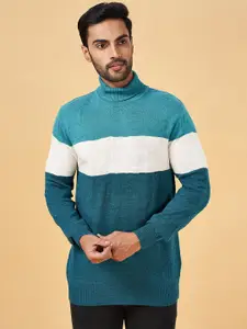 YU by Pantaloons Colourblocked Turtle Neck Acrylic Pullover Sweater